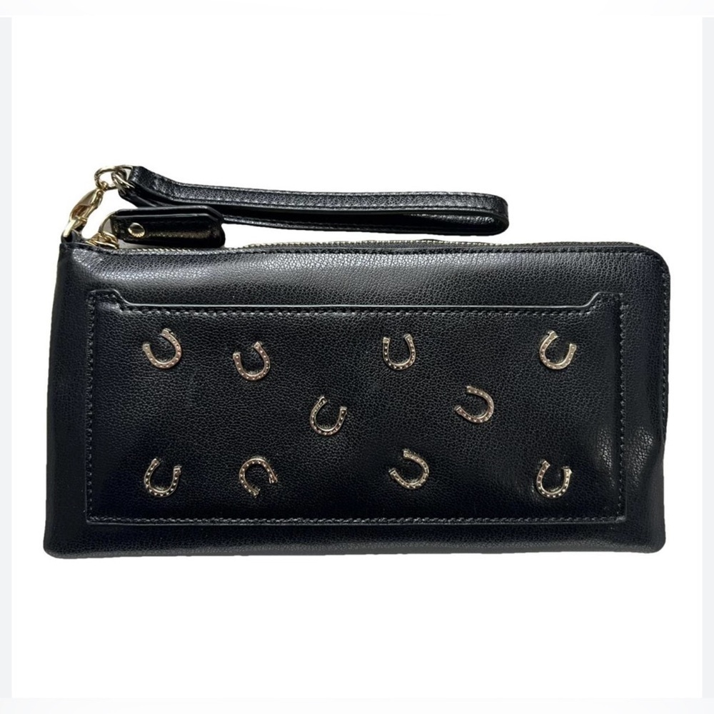 Diane Von Furstenberg Good Fortune Clutch/Wrist Bag Horseshoe Black Leather‌‌‌